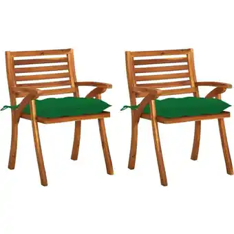 ManoMano 2 Stk.Garten-Essstühle mit Kissen ,Küchenstühle,Essstühle Massivholz Akazie -31304 - Grün Angebot