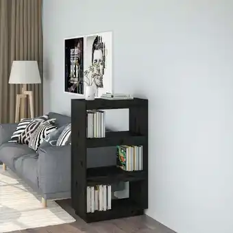 ManoMano Bonnevie - Raumteiler/Bücherregal Paravent Bücherschrank Schwarz 60x35x103 cm Massivholz Kiefer -BNC82019 - Schwarz Angebot