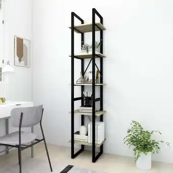 ManoMano Bonnevie - Bücherregal 5 Fächer,Stahlgestell Bücherschrank für Wohnzimmer, Büro Sonoma-Eiche 40x30x175 cm Holzwerkstoff -BNC2 Angebot