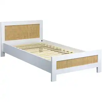 ManoMano Kinderbett mit Rattan, inkl. Lattenrost - Weiß - Sweeek Angebot