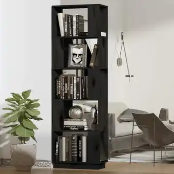 ManoMano Bücherregal Küchenregal Regal für Wohnzimmer Büro und Flur Schwarz 51x25x163,5 cm Massivholz Kiefer DE68684 - Schwarz Angebot