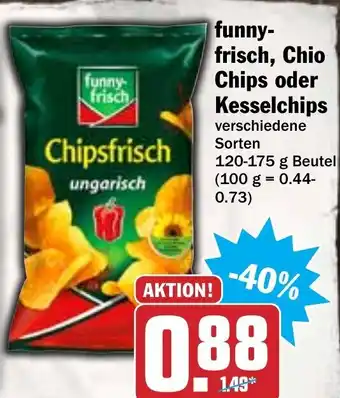 Hit Funny Frisch, Chio Chips oder Kesselchips 120-175g Beutel Angebot