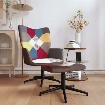 ManoMano Relaxsessel mit Hocker, Fernsehsessel, Sessel Wohnzimmer, Lesesessel Patchwork Stoff PPP71921 Maisonchic Angebot