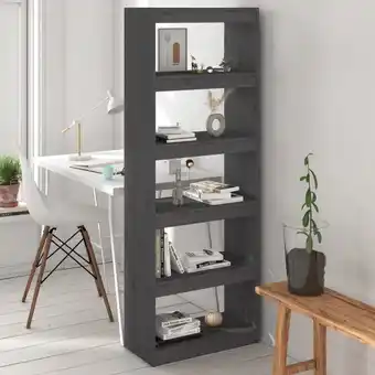 ManoMano Bücherregal/Raumteiler, Standregal, Aufbewahrungsregal, Bücherschrank für Wohnzimmer Grau 60x30x167,5 cm Massivholz Kiefer OQ Angebot