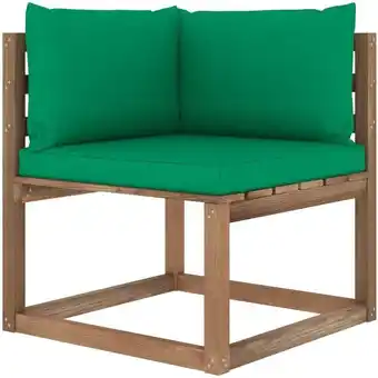 ManoMano Bonnevie - Garten-Paletten-Ecksofa Gartensofa Eckcouch - Gartenmöbel mit Grünen Kissen BV548047 Braun Angebot