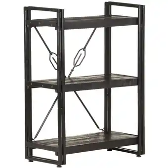 ManoMano Bonnevie - Bücherregal 3 Fächer,Stahlgestell Bücherschrank für Wohnzimmer, Büro Schwarz 60x30x80 cm Mango Massivholz -BNC8266 Angebot