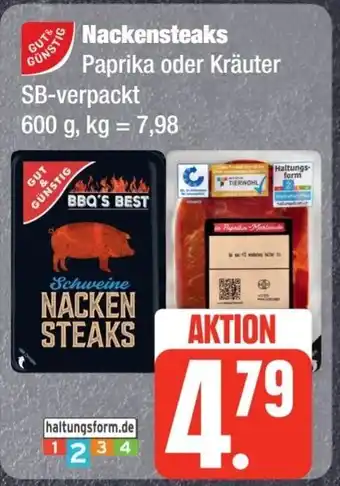 Edeka Frischemarkt Nackensteaks Paprika oder Kräuter 600g Angebot