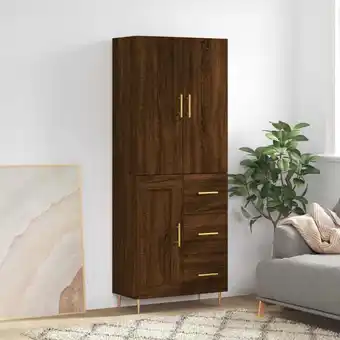 ManoMano Highboard, Sideboard, Kommode, Beistellschrank, Anrichte für Wohnzimmer Braun Eichen-Optik 69,5x34x180 cm Holzwerkstoff LLLA6 Angebot