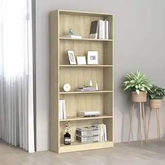 ManoMano Bücherregal 5 Fächer Küchenregal Regal für Wohnzimmer Büro und Flur Sonoma-Eiche 80x24x175 cm Holzwerkstoff DE73711 - Braun Angebot