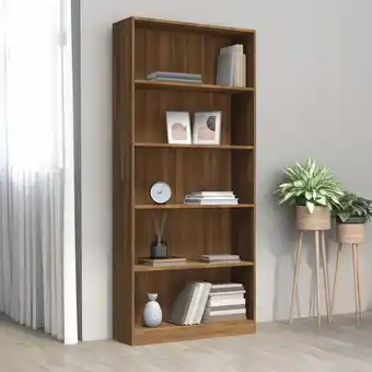 ManoMano Bücherregal 5 Fächer Küchenregal Regal für Wohnzimmer Büro und Flur Braun Eichen-Optik 80x24x175 Holzwerkstoff DE34213 - Brau Angebot