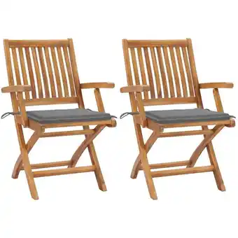 ManoMano 2 Stk. Gartenstühle, Gartensessel, Gartengarnitur, Balkonstühle mit Grauen Kissen Teak Massivholz LLOAQ399162 Maisonchic Angebot