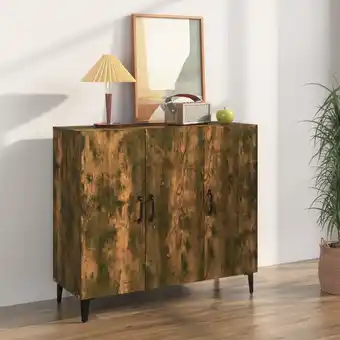 ManoMano Bonnevie - Sideboard Kommode für Wohnzimmer - Schrank Anrichte Räuchereiche 90x34x80 cm Holzwerkstoff -FV60110 - Braun Angebot