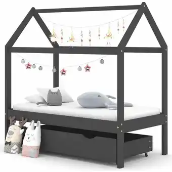 ManoMano Bonnevie - Kinderbett mit Schublade Bett - Bettgestell Dunkelgrau Massivholz Kiefer 70x140 cm BV192125 Angebot