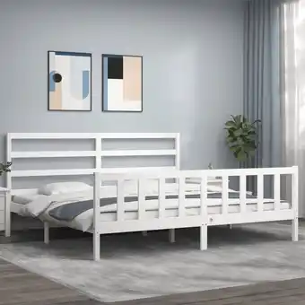 ManoMano Bettgestell mit Kopfteil für Erwachsene,Doppelbett Bettrahmen 200x200 cm,Massivholzbett Weiß -BVE74325 - Weiß Angebot