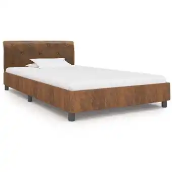 ManoMano Maisonchic - Bettgestell für Erwachsenenbett,Bettrahmen Metallbett,Schlafzimmerbett Braun Wildleder-Optik 100 x 200 cm -Maiso Angebot