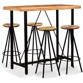 ManoMano Maisonchic - 5-tlg. Bar-Set,Sitzgruppe,Bartisch-Set,Stehtisch Massivholz Akazie und Altholz VMEC667729 Angebot