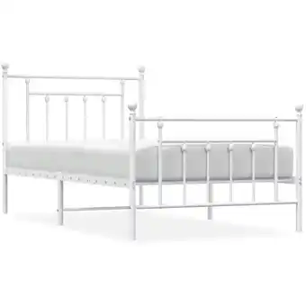 ManoMano Bettrahmen für Einzelbett,Metallbett, Bettgestell mit Kopf- und Fußteil Metall Weiß 100x190 cm Bonnevie 90613 - Weiß Angebot