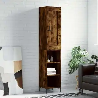 ManoMano Sideboard Highboard für Wohnzimmer - Schrank Kommode Anrichte Räuchereiche 34,5x34x180 cm Holzwerkstoff -FV84395 - Braun Angebot