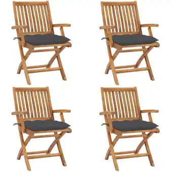 ManoMano 4 Stk.Klappbare Gartenstühle mit Kissen,Gartensessel Massivholz Teak -40367 - Anthrazit Angebot