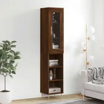 ManoMano Highboard,Sideboard,Kommode fuer Wohnzimmer, Küche Braun Eichen-Optik 34,5x34x180 cm Holzwerkstoff XUBT70435 Bonnevie Angebot