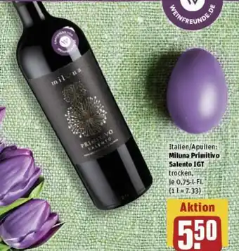 REWE Miluna Primitivo Salento IGT 0,75 l Fl. Angebot