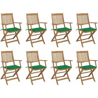 ManoMano 8 Stk.Gartenstühle mit Kissen,Klappbare Relax-Sessel,Gartenmöbel Massivholz Akazie -41607 - Grün Angebot