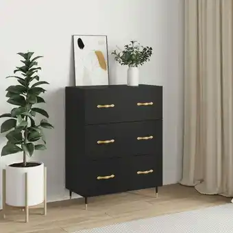 ManoMano Sideboard Kommode für Wohnzimmer - Schrank Anrichte Schwarz 69,5x34x90 cm Holzwerkstoff -FV14097 - Schwarz Angebot