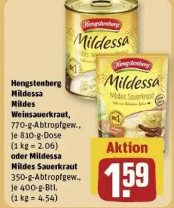 REWE Hengstenberg Mildessa Mildes Weinsauerkraut 810 g Dose oder Mildessa Mildes Sauerkraut 400 g Btl. Angebot