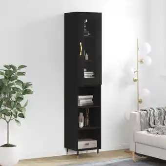 ManoMano Highboard,Sideboard,Kommode fuer Wohnzimmer, Küche Schwarz 34,5x34x180 cm Holzwerkstoff XUBT35034 Bonnevie Angebot