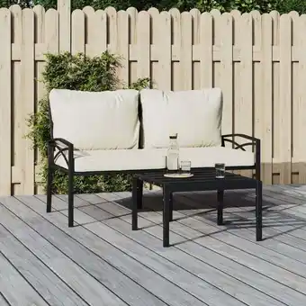 ManoMano 2 Stk. Gartenstühle, Gartensessel, Gartengarnitur, Balkonstühle mit Sandfarbigen Kissen 62x75x79 cm Stahl LLOAQ402459 MaisonC Angebot