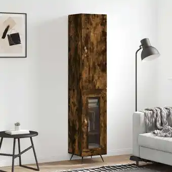 ManoMano Sideboard Highboard für Wohnzimmer - Schrank Kommode Anrichte Räuchereiche 34,5x34x180 cm Holzwerkstoff -FV34869 - Braun Angebot