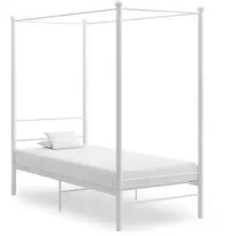 ManoMano Bettgestell,Himmelbet für Erwachsene,Elegantes Bettrahment Weiß Metall 100x200 cm -BVE86837 - Weiß Angebot