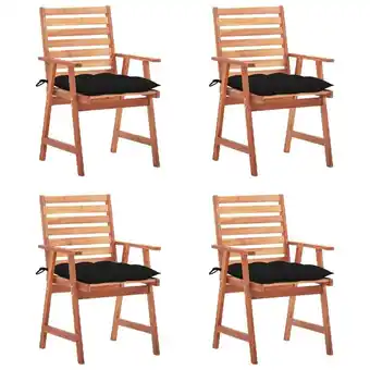 ManoMano 4 Stk.Garten-Essstühle,Küchenstühle,Essstühle moderne mit Kissen Massivholz Akazie -81395 - Schwarz Angebot