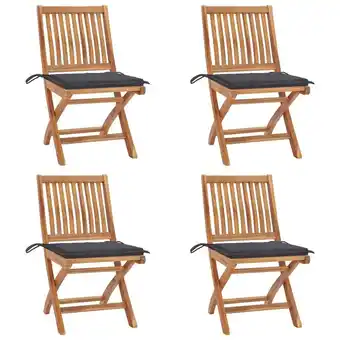 ManoMano 4 Stk. Klappbare Gartenstühle, Gartensessel, Gartenmöbel, Liegestühle mit Kissen Massivholz Teak LLOAQ294004 MaisonChic Angebot