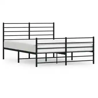 ManoMano Bettrahmen für Einzelbett,Metallbett, Bettgestell mit Kopf- und Fußteil Metall Schwarz 140x200 cm Bonnevie 60428 - Schwarz Angebot