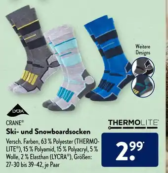 Aldi Süd Crane Ski und Snowboardsocken Angebot
