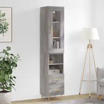 ManoMano Highboard,Sideboard,Kommode fuer Wohnzimmer, Küche Grau Sonoma 34,5x34x180 cm Holzwerkstoff XUBT68969 Bonnevie Angebot