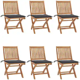 ManoMano 6 Stk.Klappbare Gartenstühle mit Kissen,Gartensessel Massivholz Teak -51563 - Anthrazit Angebot