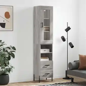 ManoMano Highboard,Sideboard,Kommode fuer Wohnzimmer, Küche Grau Sonoma 34,5x34x180 cm Holzwerkstoff XUBT95633 Bonnevie Angebot