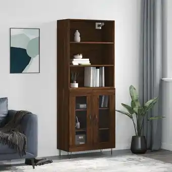 ManoMano Highboard,Sideboard,Kommode fuer Wohnzimmer, Küche Braun Eichen-Optik 69,5x34x180 cm Holzwerkstoff XUBT98856 Bonnevie Angebot