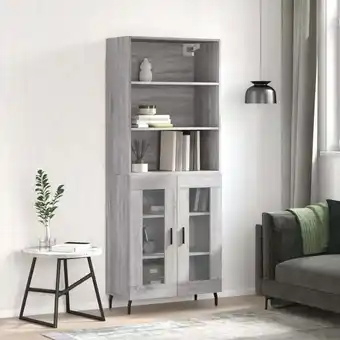 ManoMano Highboard,Sideboard,Kommode fuer Wohnzimmer, Küche Grau Sonoma 69,5x34x180 cm Holzwerkstoff XUBT19832 Bonnevie Angebot