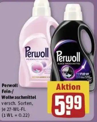 REWE Perwoll Fein-/ Wollwaschmittel 27-WL-FL. Angebot