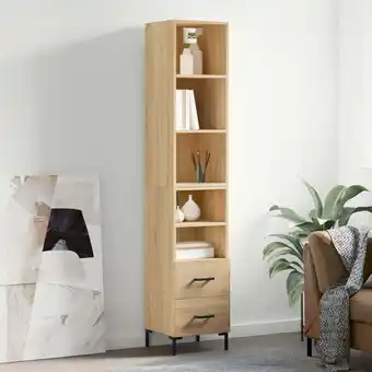 ManoMano Sideboard Highboard für Wohnzimmer - Schrank Kommode Anrichte Sonoma-Eiche 34,5x34x180 cm Holzwerkstoff -FV62838 - Braun Angebot