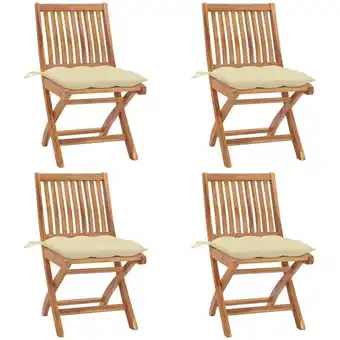 ManoMano 4 Stk. Klappbare Gartenstühle Faltbare Gartenstühle Klappstuhl mit Kissen Massivholz Teak BZRBD955729 MaisonChic Angebot