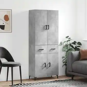 ManoMano Bonnevie - Highboard,Sideboard,Kommode fuer Wohnzimmer, Küche Betongrau 69,5x34x180 cm Holzwerkstoff XUBT50802 Angebot