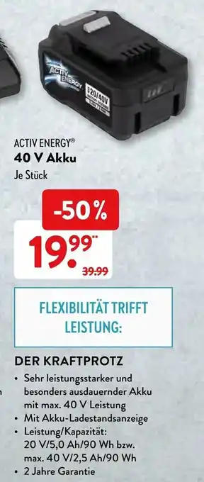 Aldi Süd Activ Energy 40V Akku Angebot