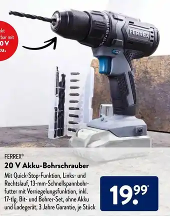 Aldi Süd Ferrex 20 V Akku Bohrschrauber Angebot