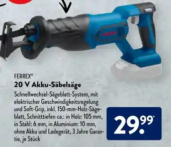 Aldi Süd Ferrex 20 V Akku Säbelsäge Angebot