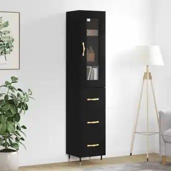 ManoMano Maisonchic - Sideboard Wohnzimmer-Anrichte,Highboard Schwarz 34,5x34x180 cm Holzwerkstoff FSW42893 - Schwarz Angebot