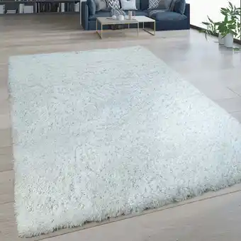 ManoMano Hochflor Wohnzimmer Teppich Waschbar Shaggy Flokati Optik Einfarbig Creme Weiß 120x160 cm - Paco Home Angebot